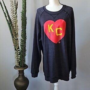 Blue 84 Charcoal Gray Long Sleeve Sweatshirt Tunic with KC Heart Graphic